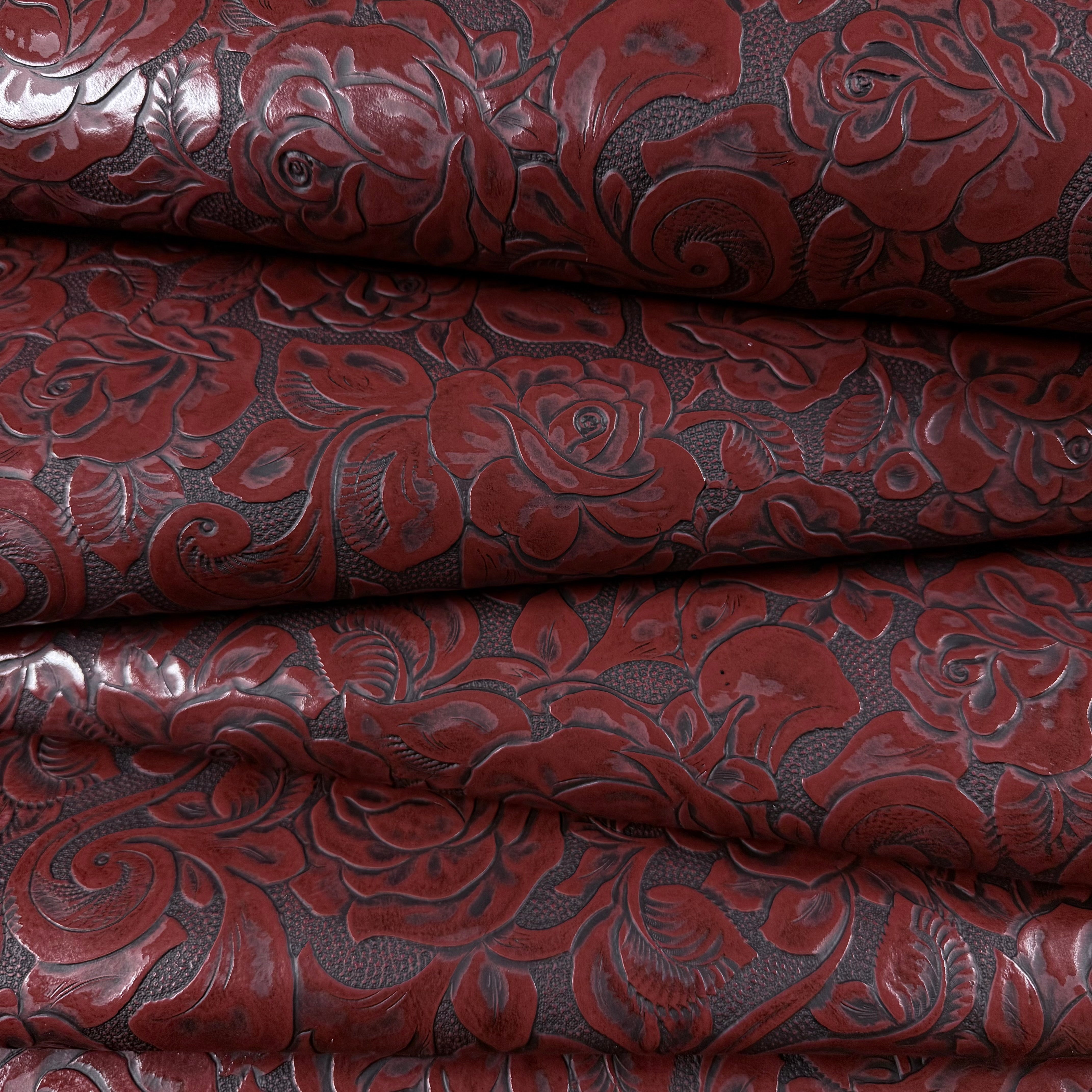 Hand-Stained Rose Floral Embossed Cow, 3 oz | 10 Colors