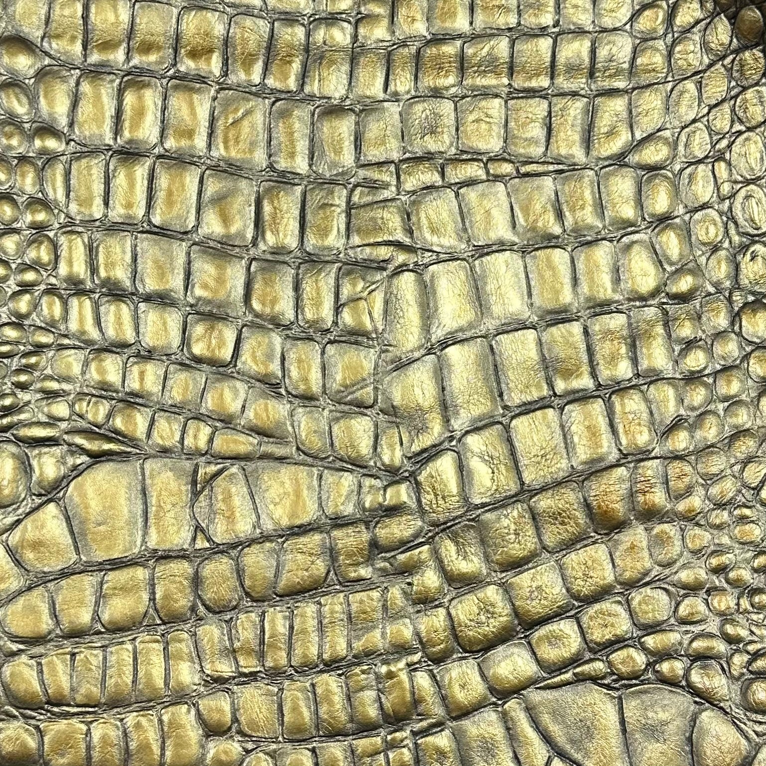 Hand-Stained Crocodile Embossed Cow Whole Hide | 25+ Colors