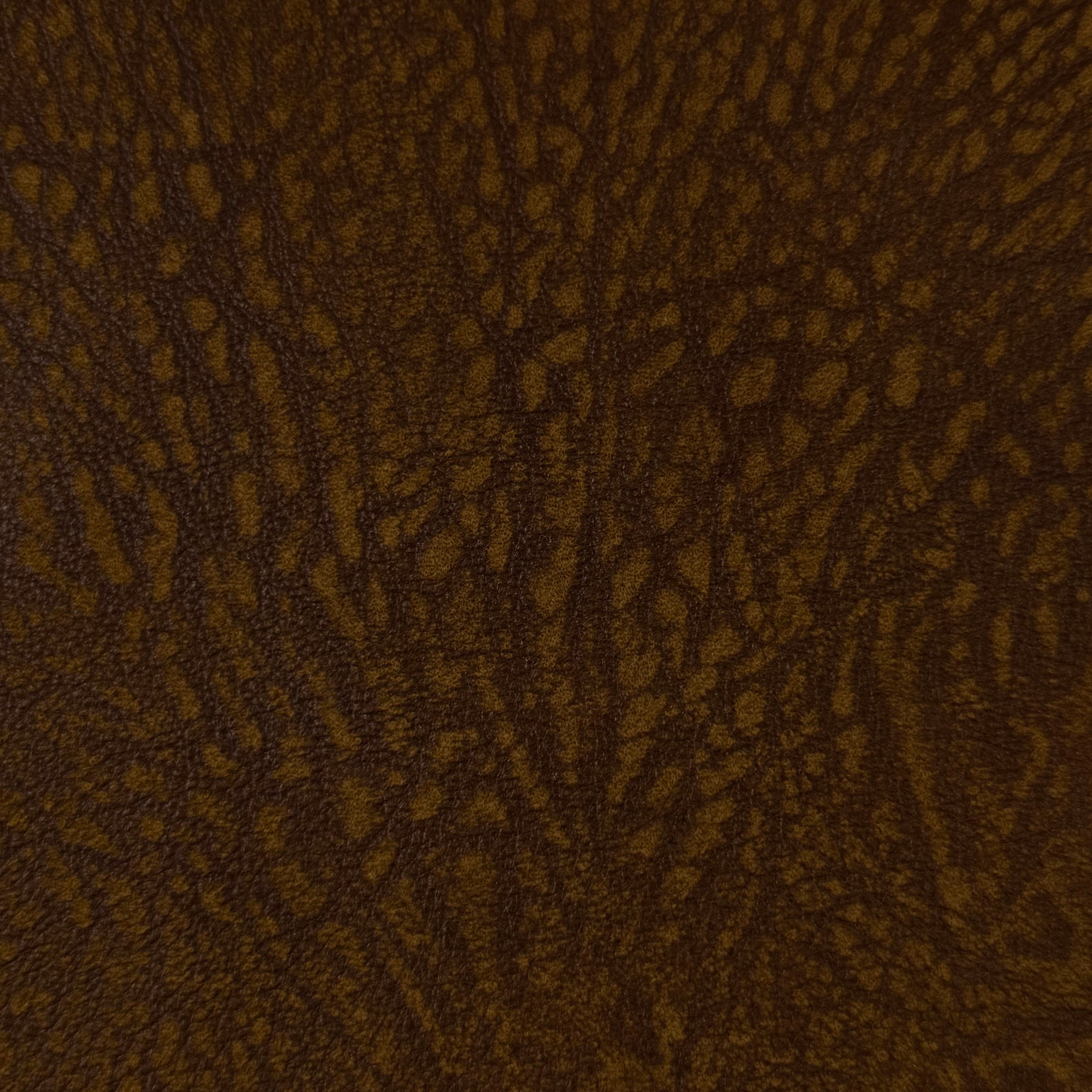 Dark brown distressed buffed elephant embossed cowhide leather, 3 oz weight with a textured, rugged grain pattern.