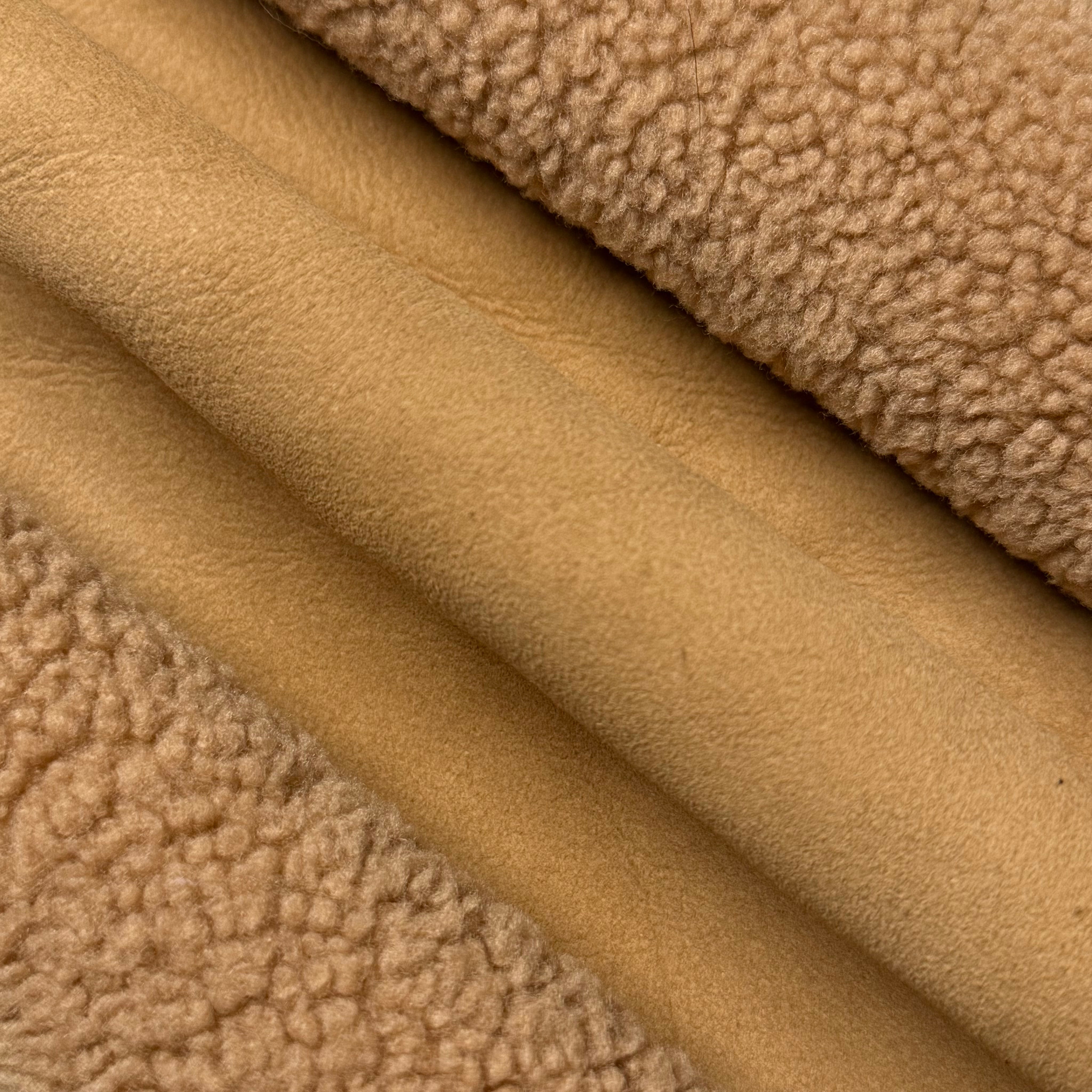 Curly Merino Shearling, Suede Back - Pecan & Gray