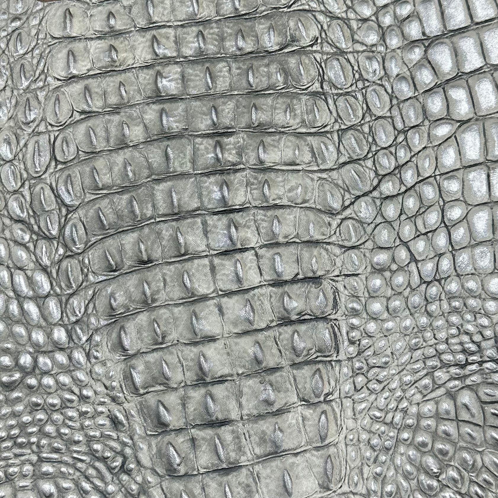 Hand-Stained Crocodile Embossed Cow Whole Hide | 25+ Colors