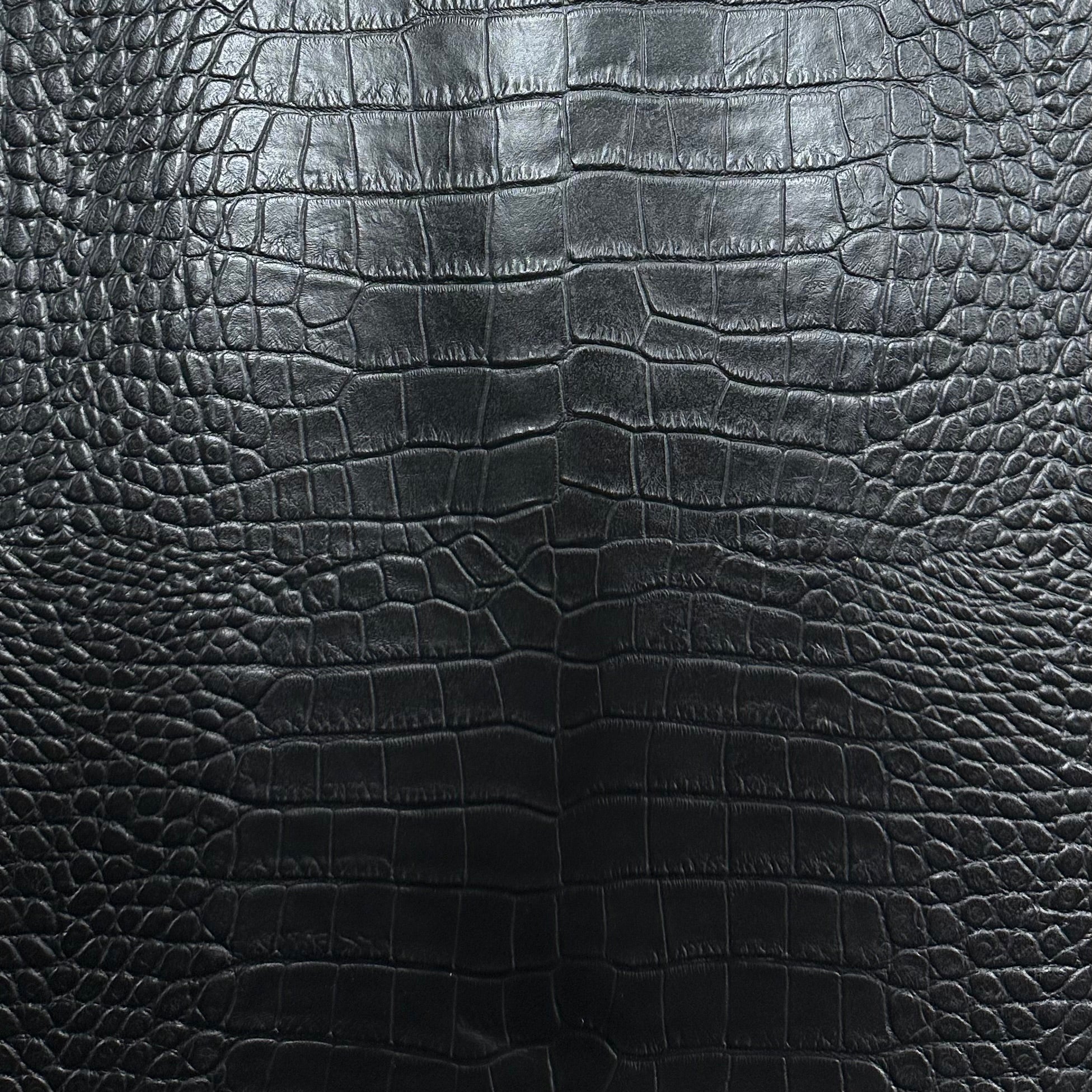 Crocodile Embossed Cow Leather, 3 oz | Matte Black – Leather Skins