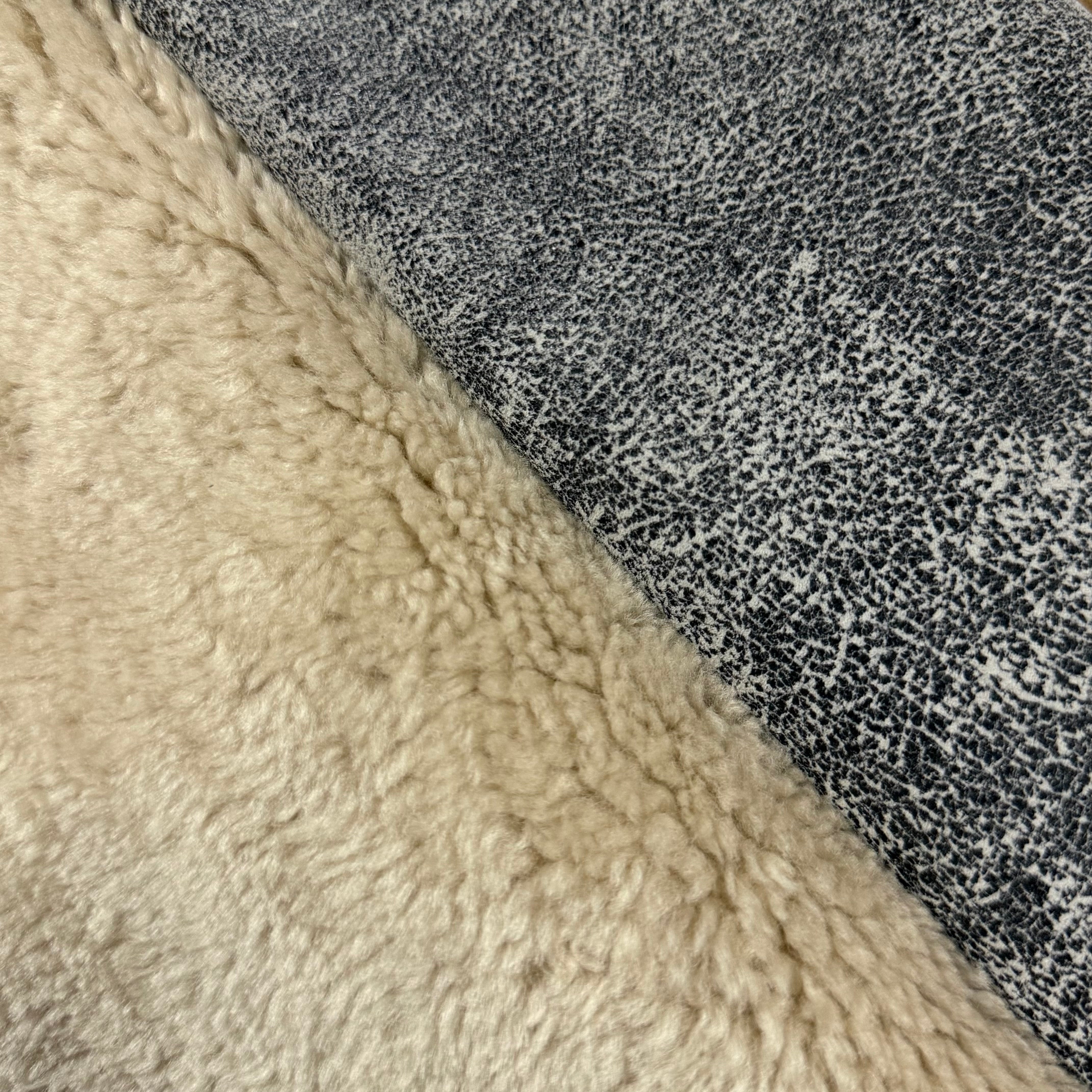 Natural Curly Merino Shearling, 10-12mm - Distressed Suede Back