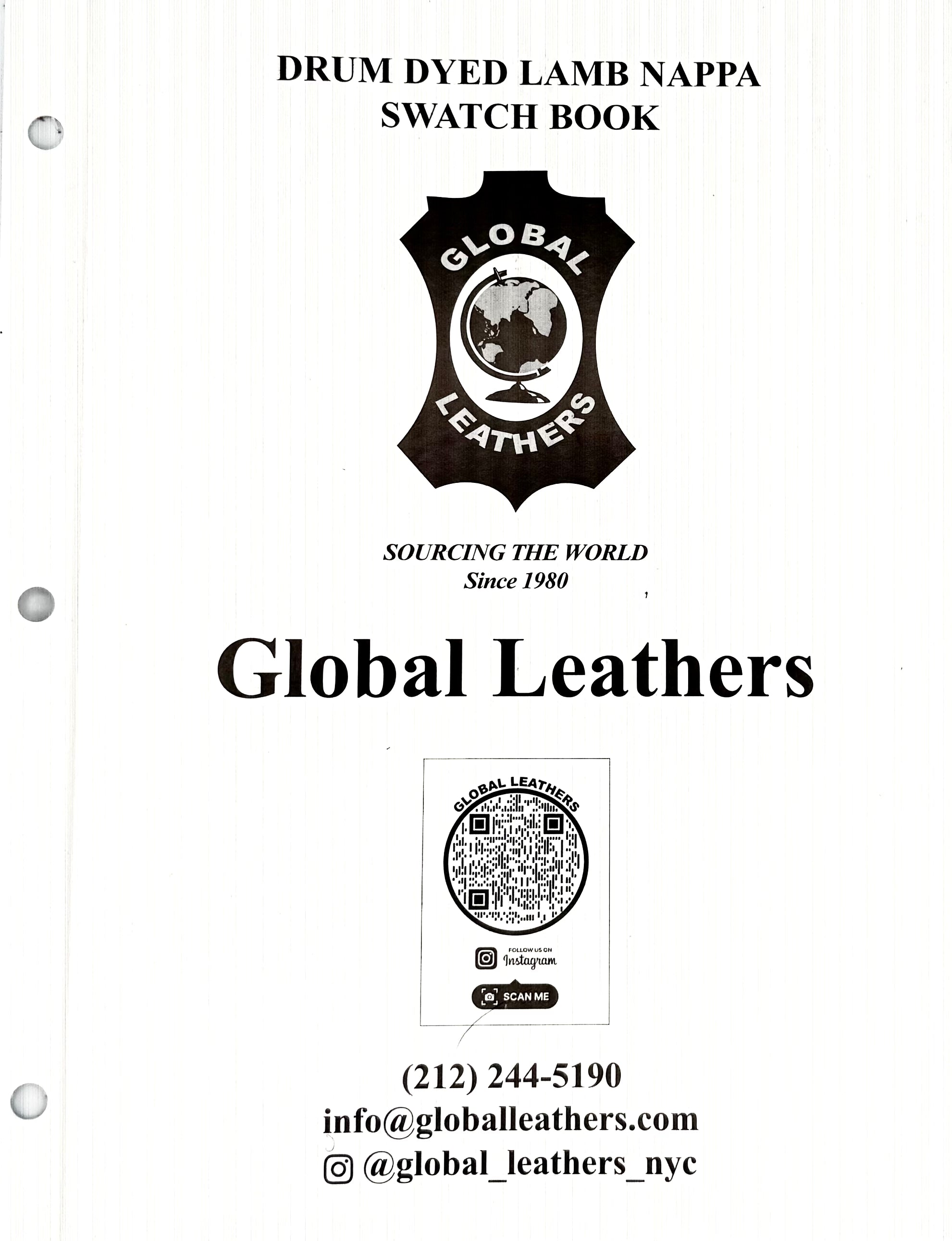 Drum Dyed Lamb Nappa Swatch Book