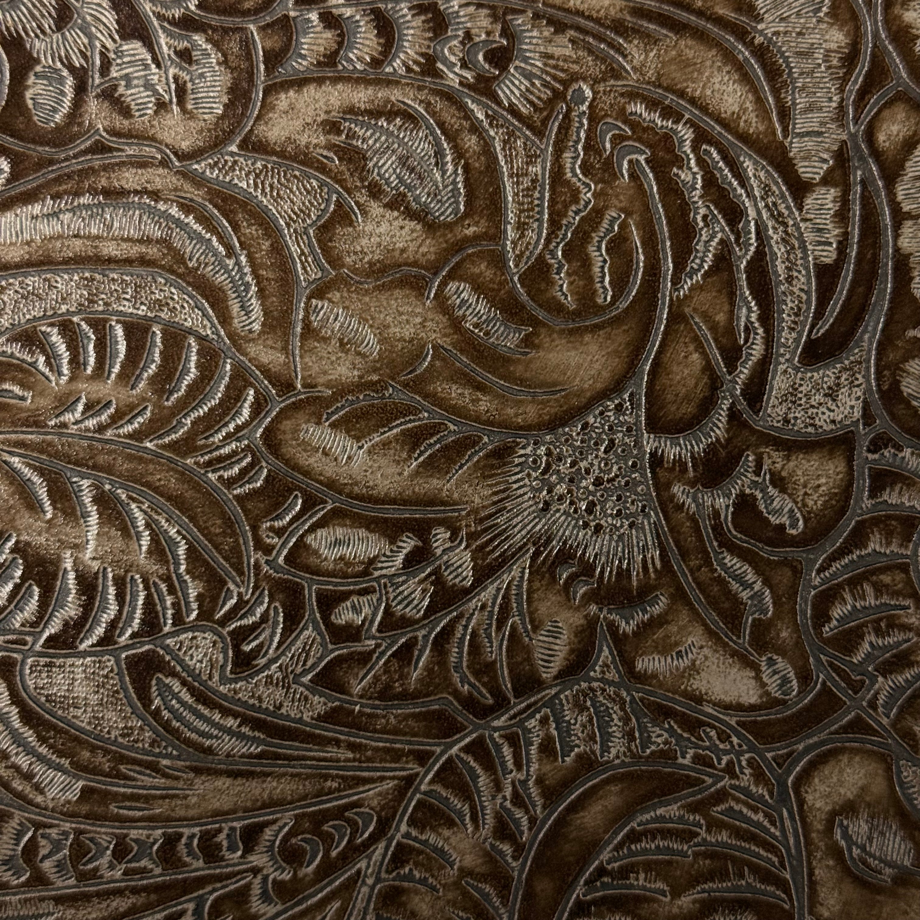Hand-Stained Floral Embossed Cow, 3 oz | 10+ Colors – Leather Skins