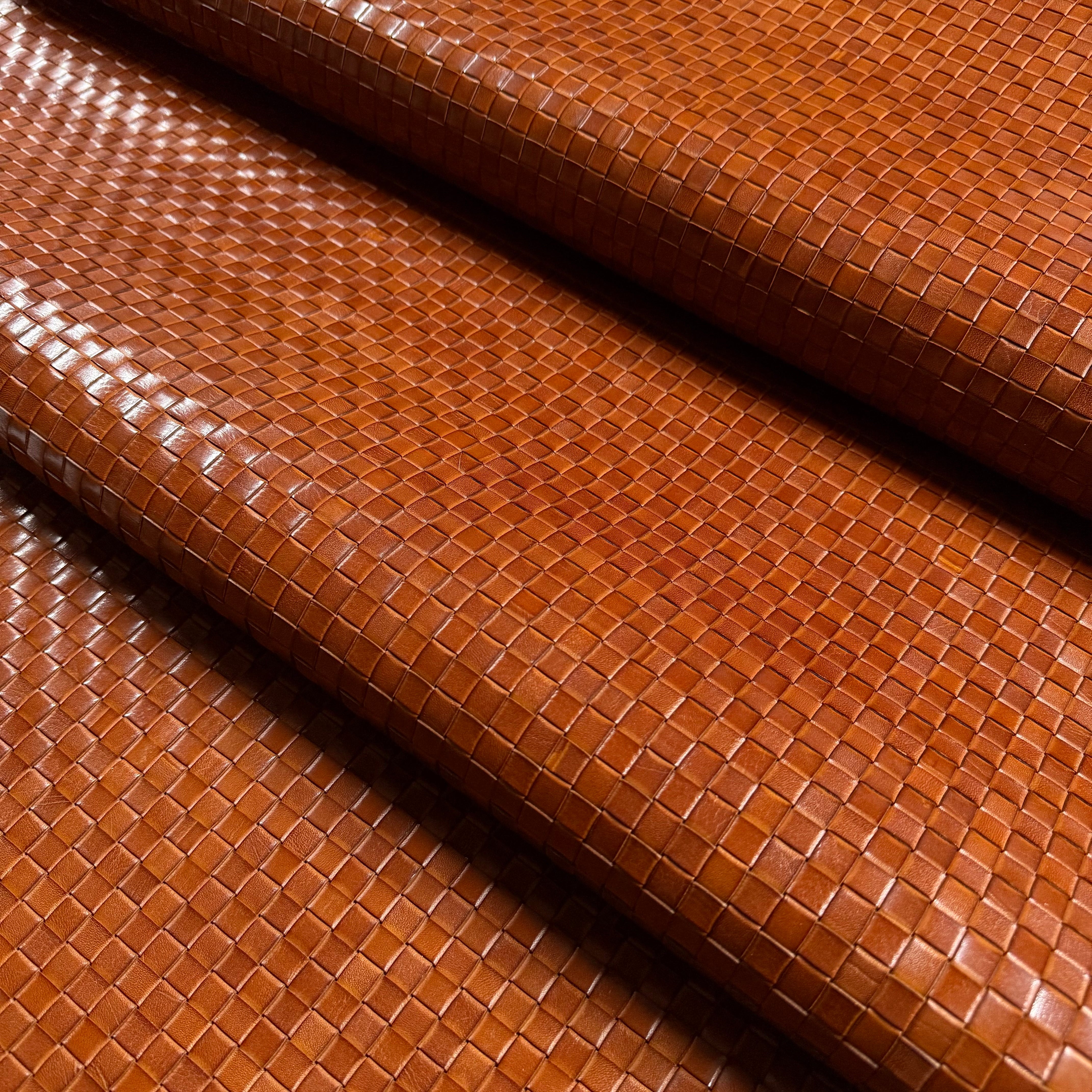 Hand-Woven Veg Tan Leather Panels, 5 ft x 2.5 ft | 3 Colors