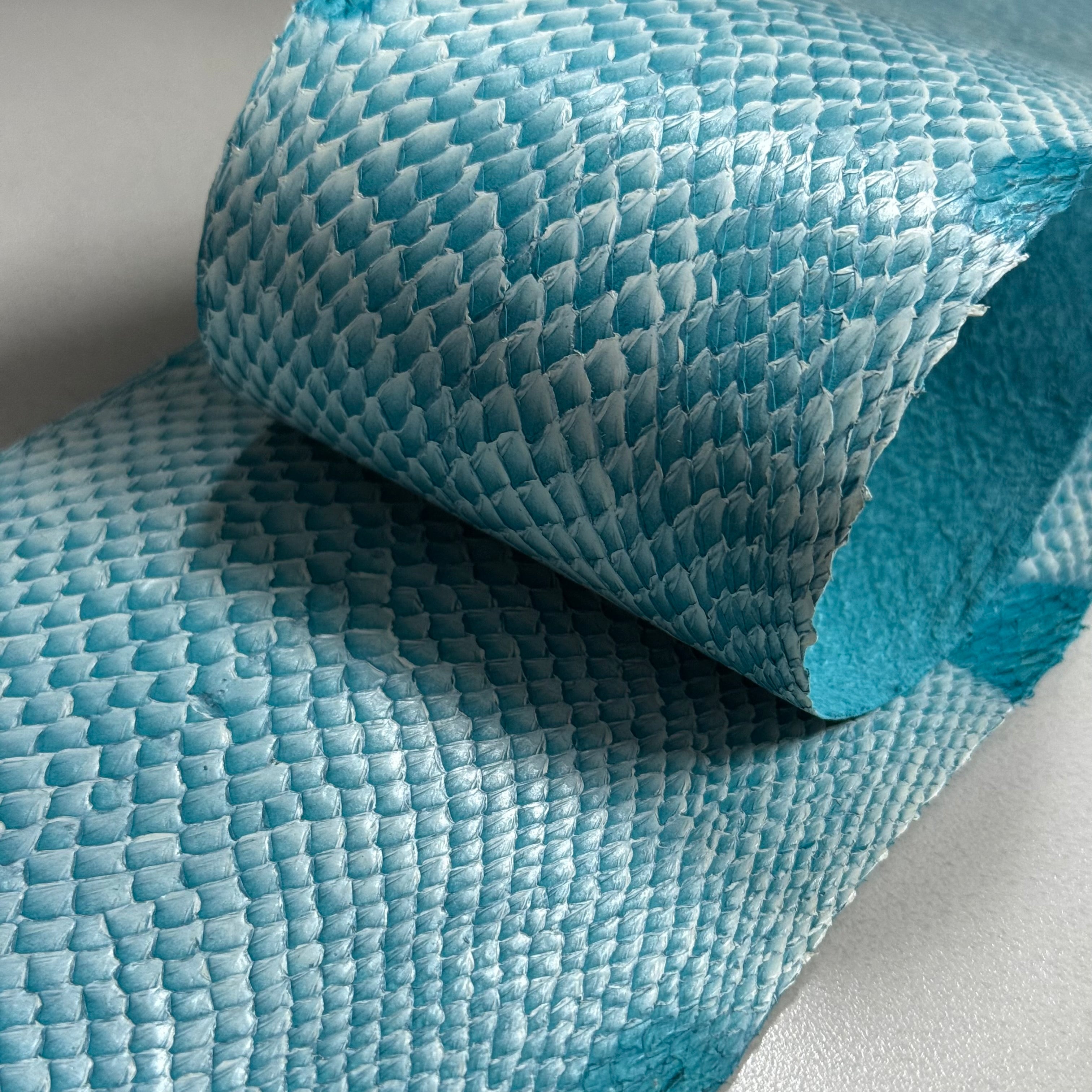 Ictyos French Veg Tan Salmon Skin Leather-Aqua-Leather Skins