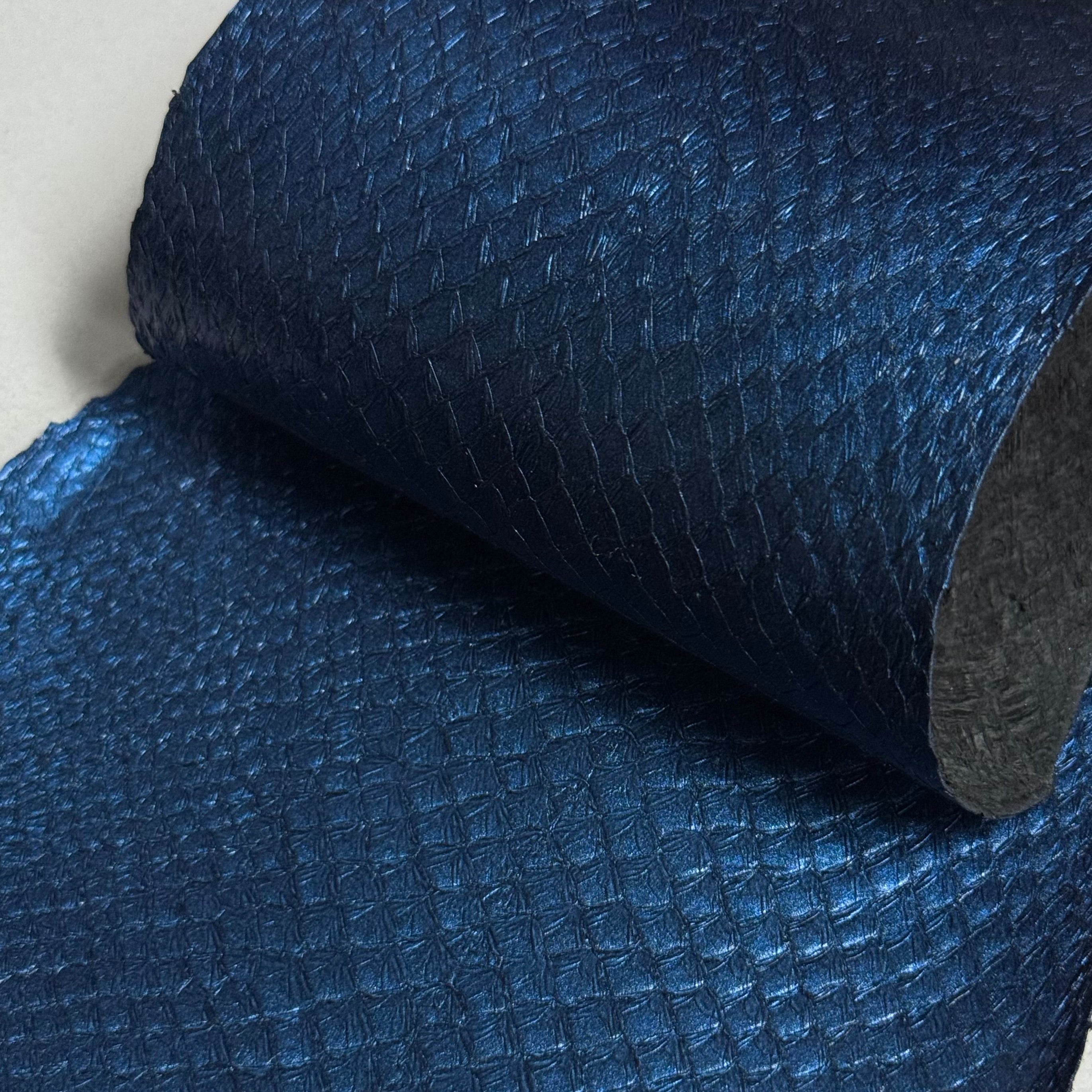 Ictyos French Veg Tan Salmon Skin Leather-Blue-Leather Skins