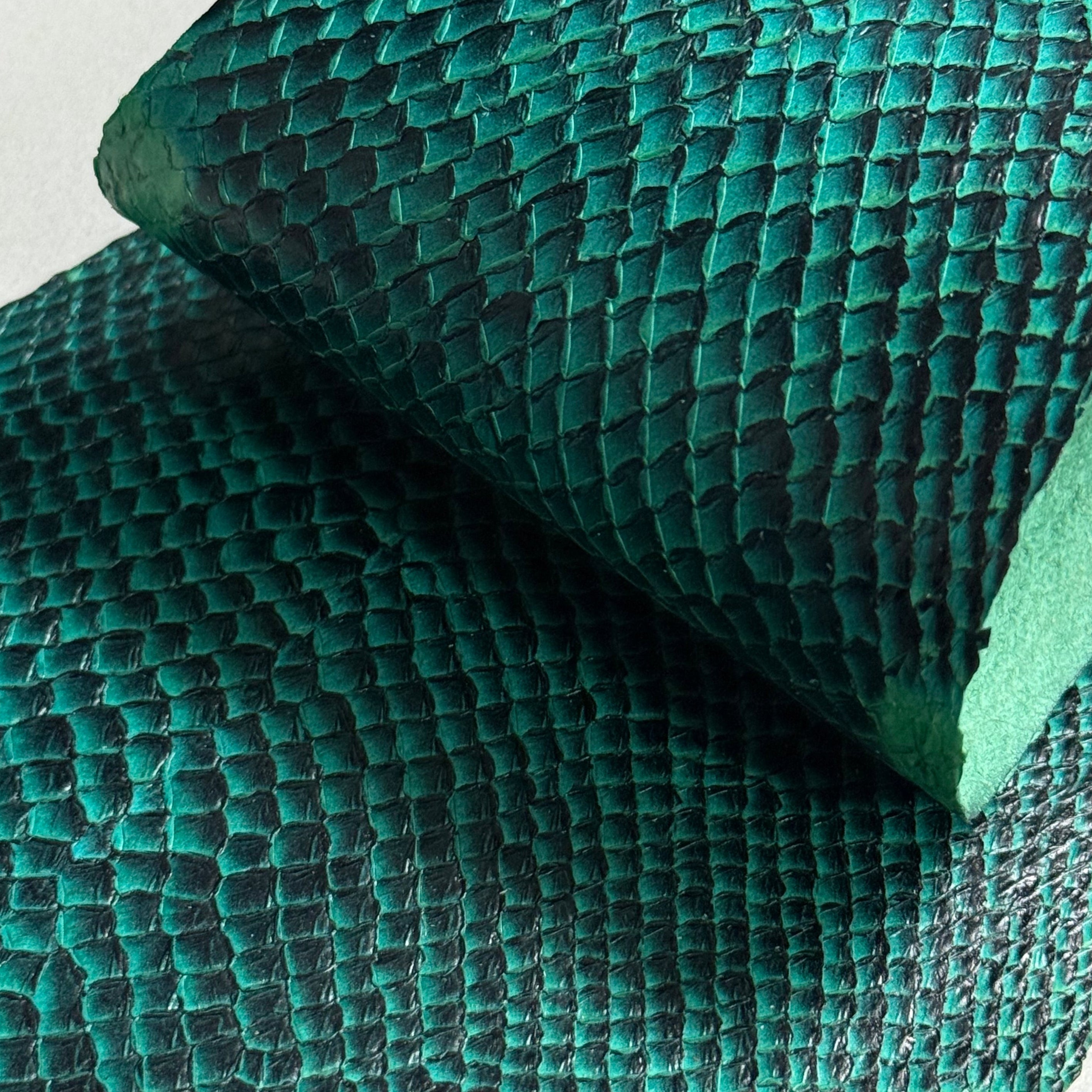 Ictyos French Veg Tan Salmon Skin Leather-Deep Teal-Leather Skins