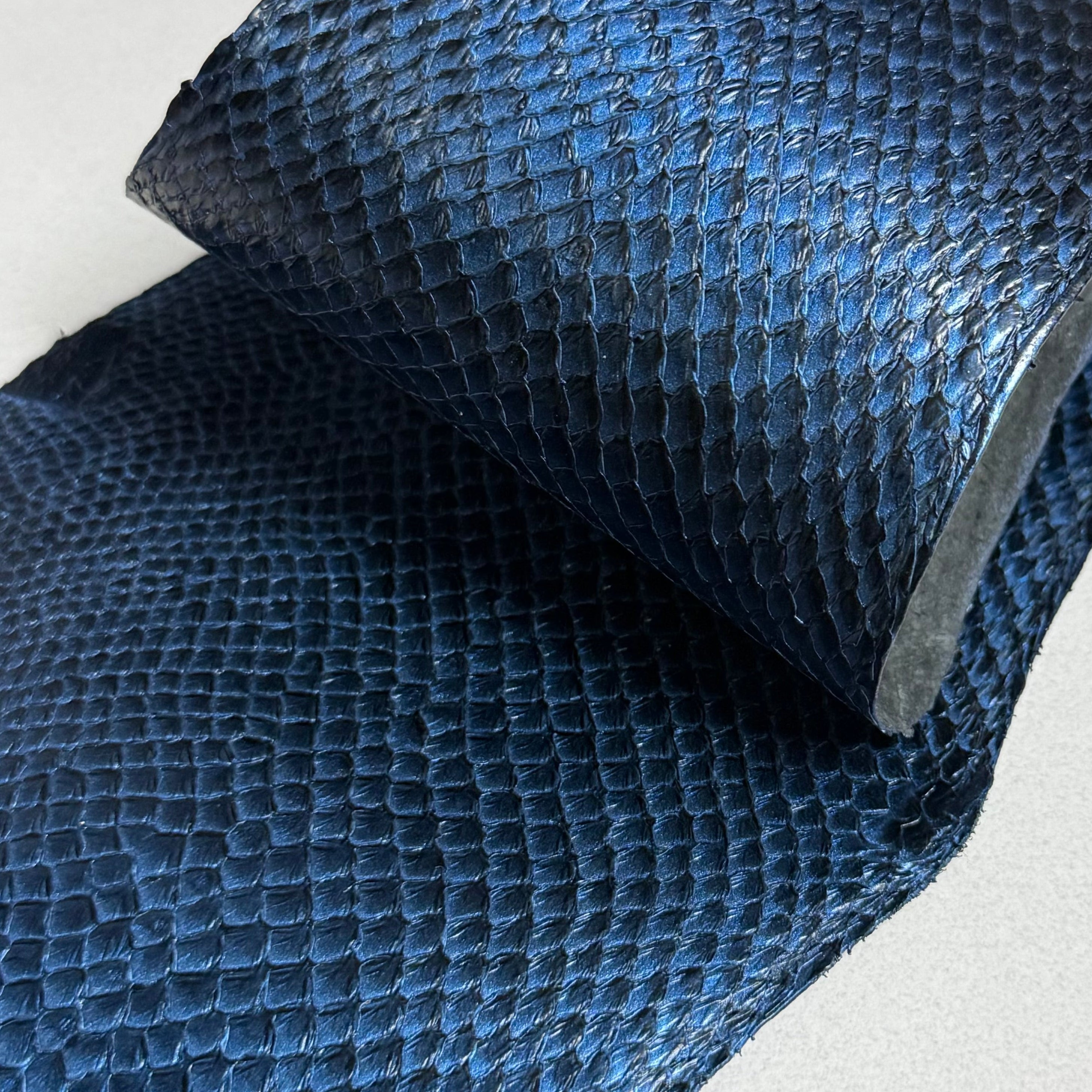 Ictyos French Veg Tan Salmon Skin Leather-Navy-Leather Skins