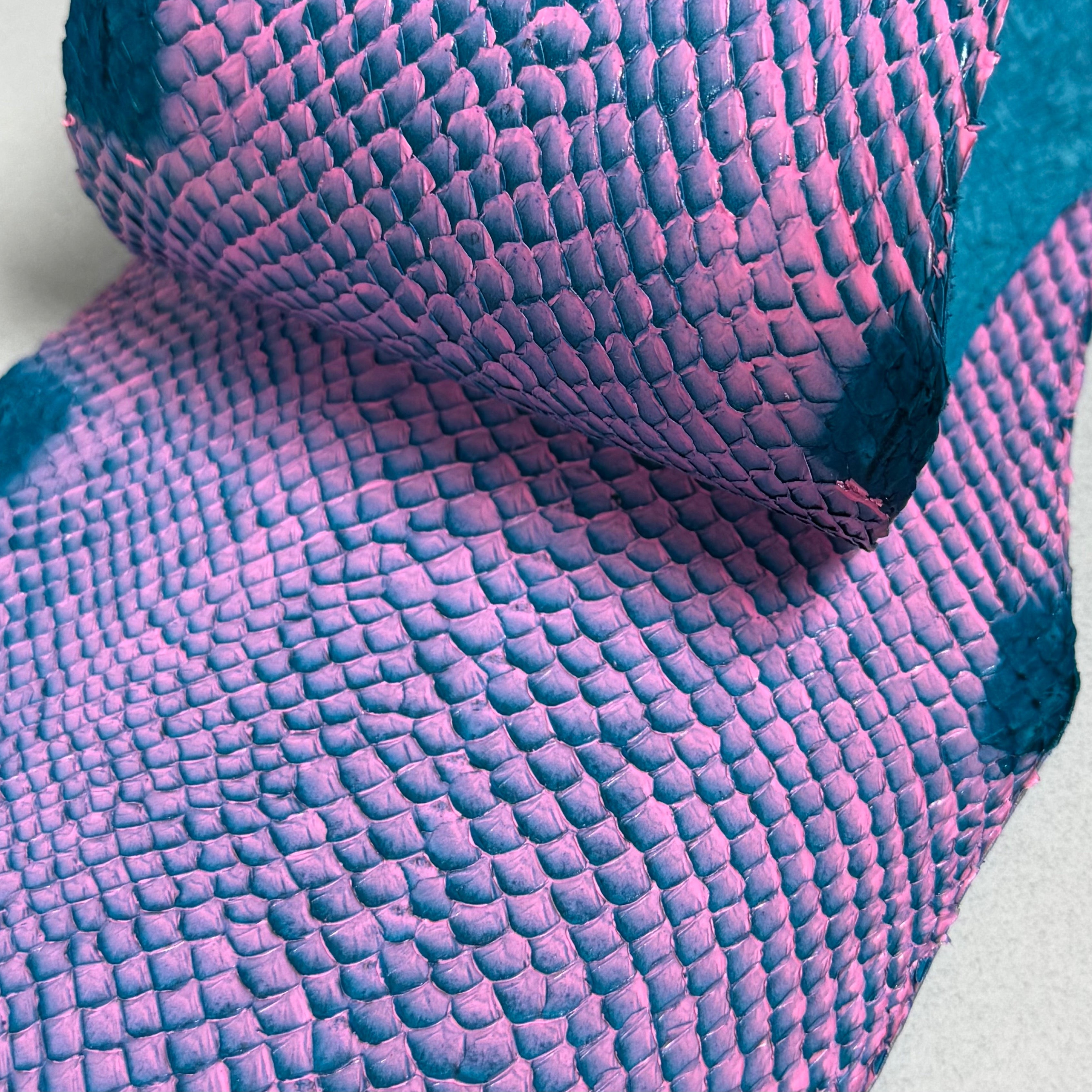 Ictyos French Veg Tan Salmon Skin Leather-Pink Teal-Leather Skins