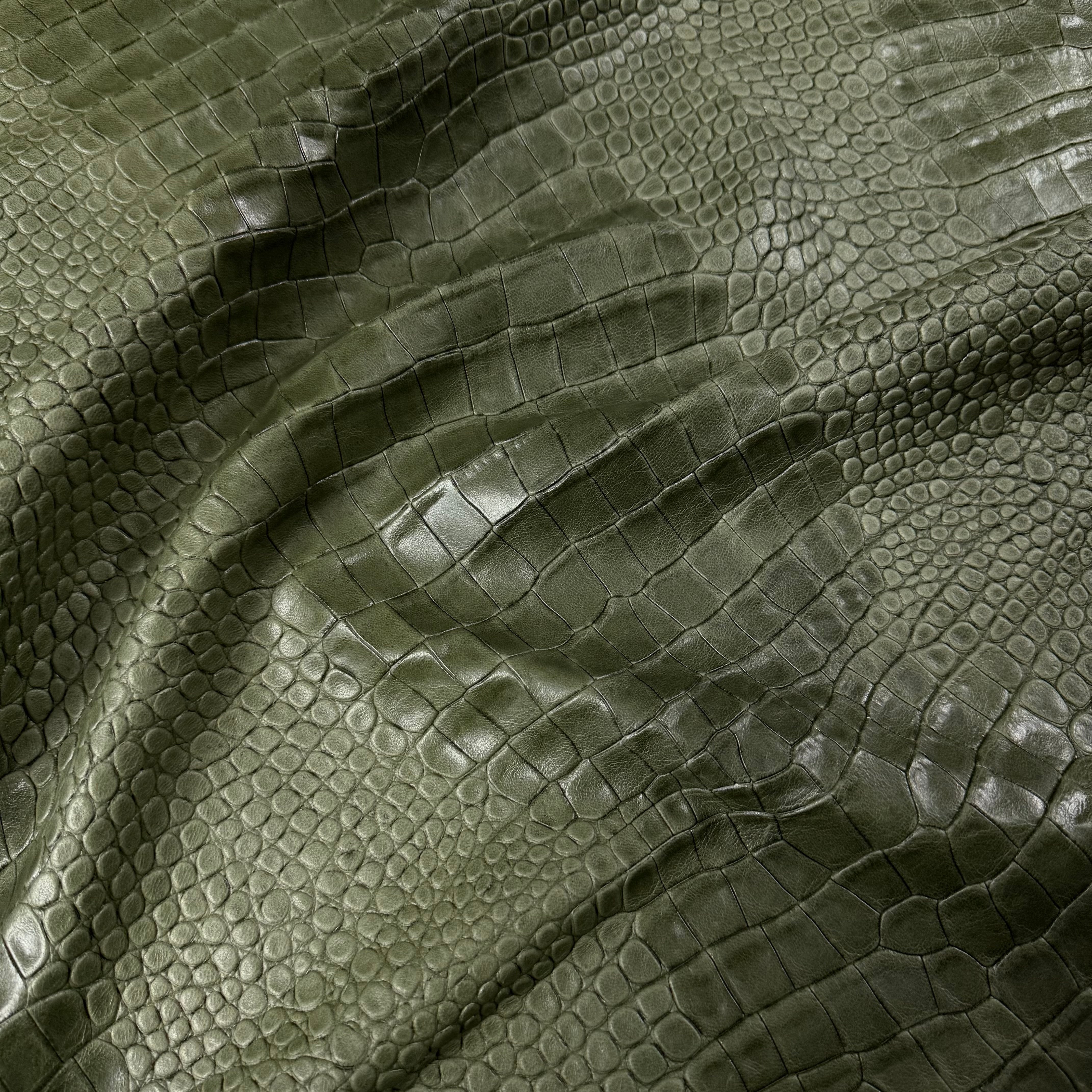 Two-Tone Veg Tan Crocodile Embossed Lambskin, 2 oz - 3 Colors