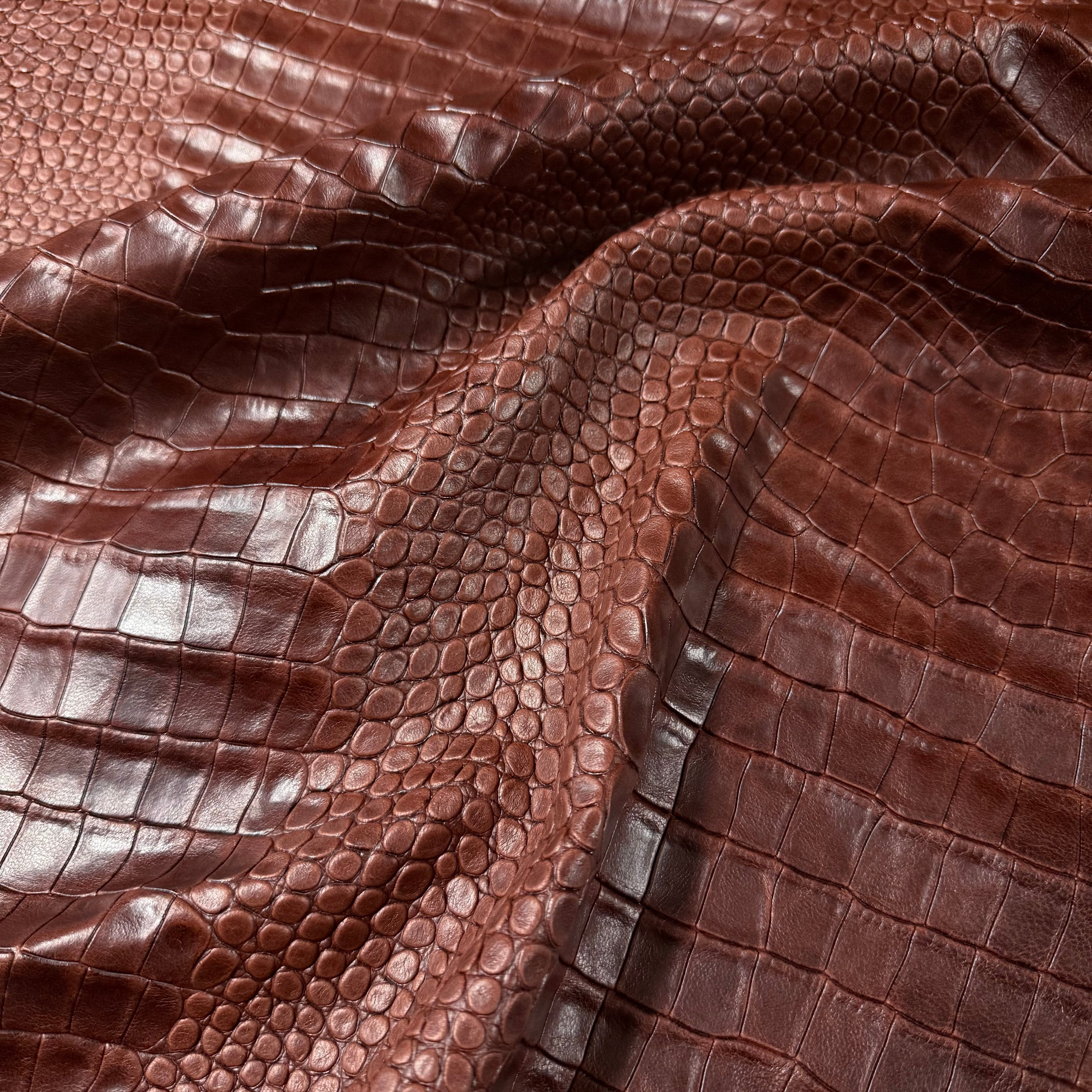 Two-Tone Veg Tan Crocodile Embossed Lambskin, 2 oz - 3 Colors