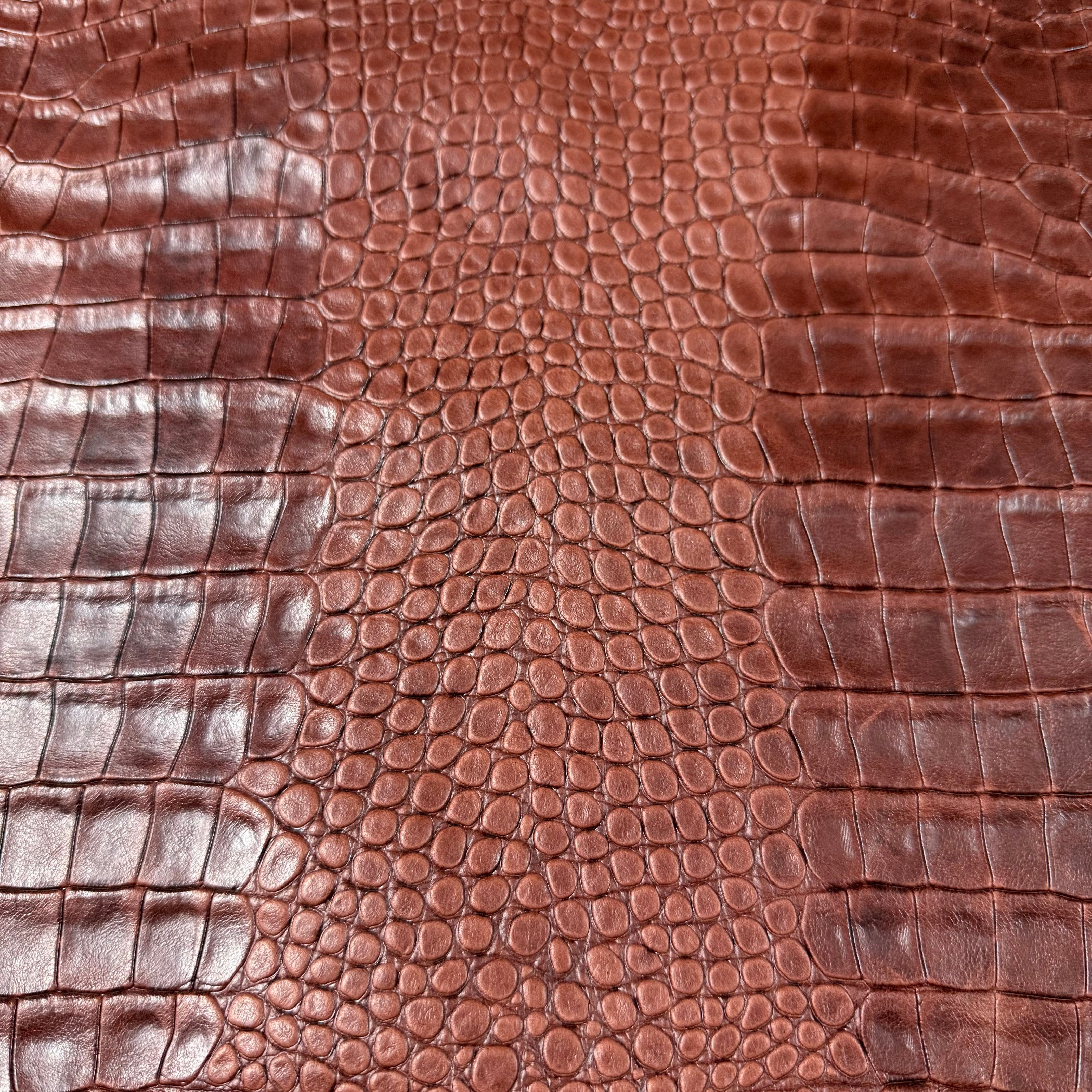 Two-Tone Veg Tan Crocodile Embossed Lambskin, 2 oz - 3 Colors