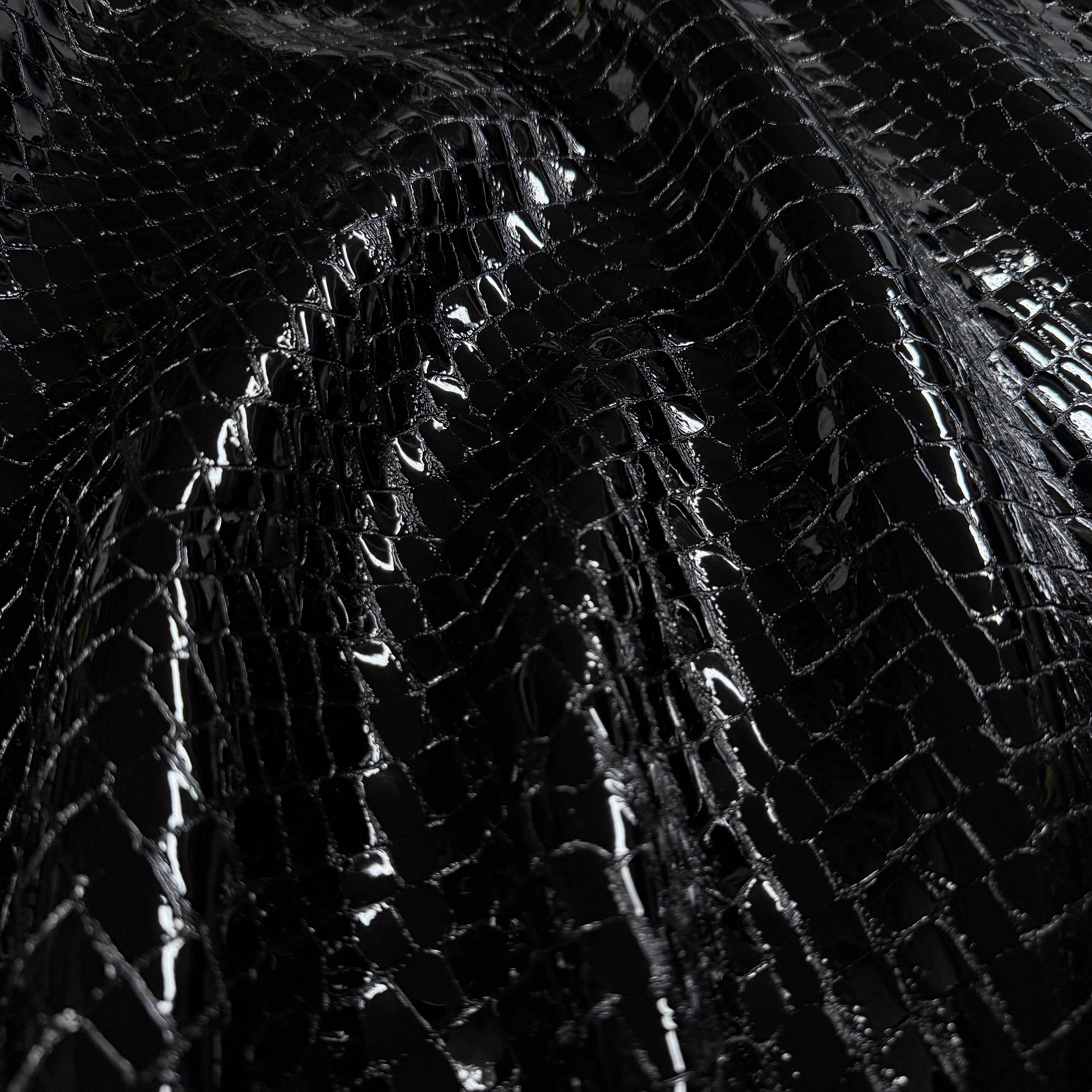 Black dragon scale patent calf leather