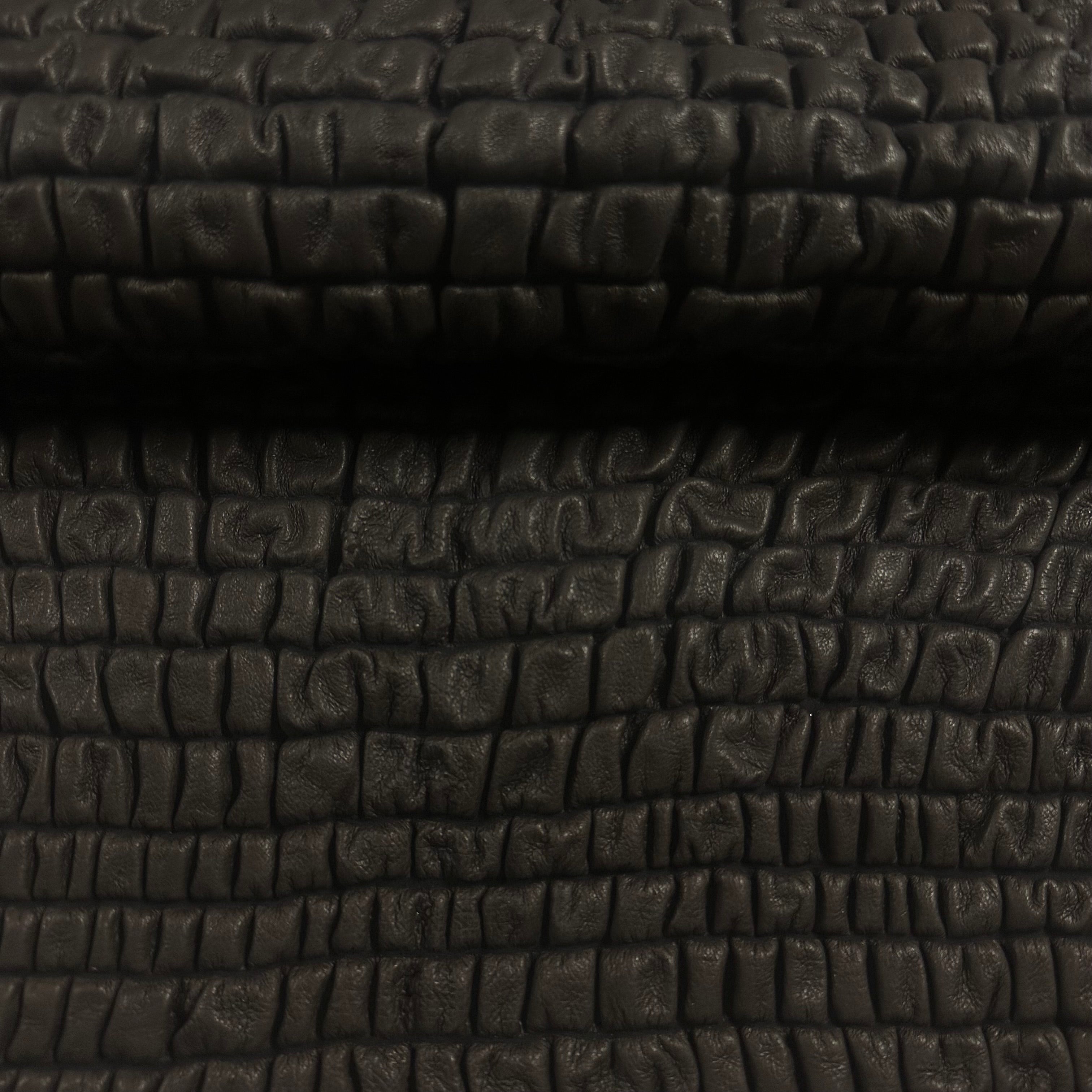 I*o様 25ss Graphpaper Lamb LeatherBlouson Puffed Grid-Embossed Lamb Leather - Chocolate – Leather Skins