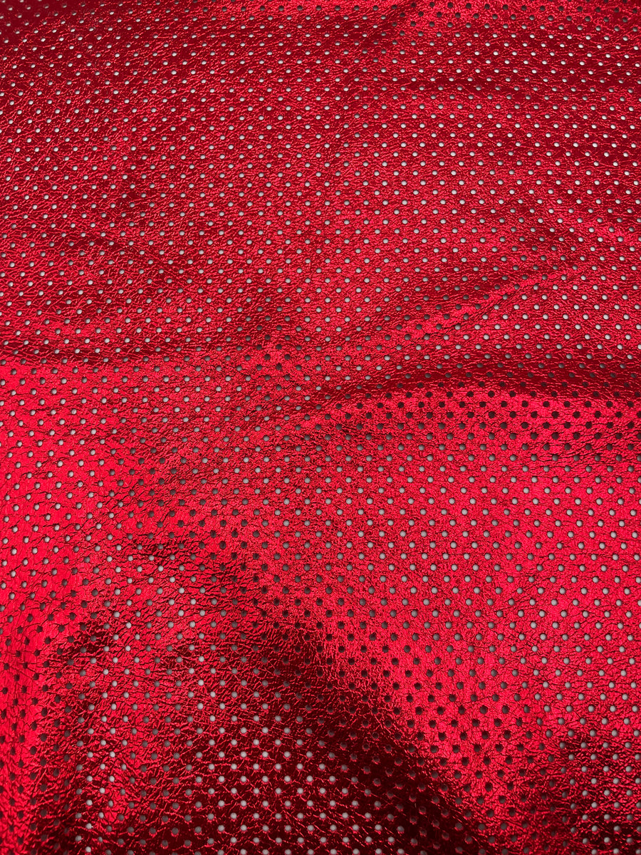 RED METALLIC DIAMOND LAMB PERFORATED